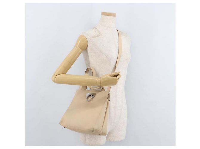 Borsa Salvatore Ferragamo Gancini in pelle 2way Beige Argento Auth BA12510 - vista 23