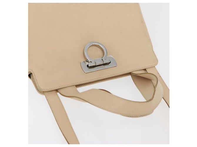Borsa Salvatore Ferragamo Gancini in pelle 2way Beige Argento Auth BA12510 - vista 6