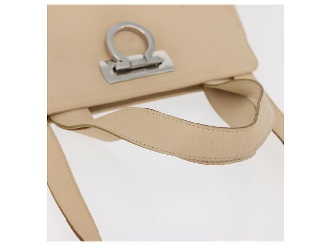 Borsa Salvatore Ferragamo Gancini in pelle 2way Beige Argento Auth BA12510 - vista 7