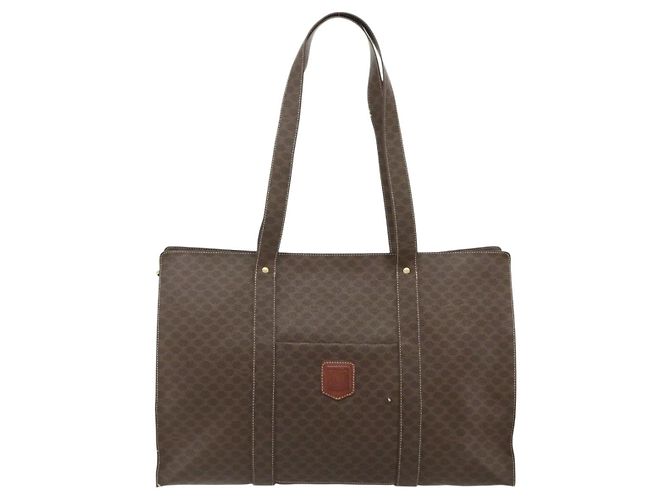 Céline CELINE Macadam Canvas Tote Bag aus PVC und Leder Braun Gold Authentisch 178303 - Ansicht 13