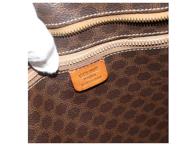 Céline CELINE Macadam Canvas Tote Bag aus PVC und Leder Braun Gold Authentisch 178303 - Ansicht 17