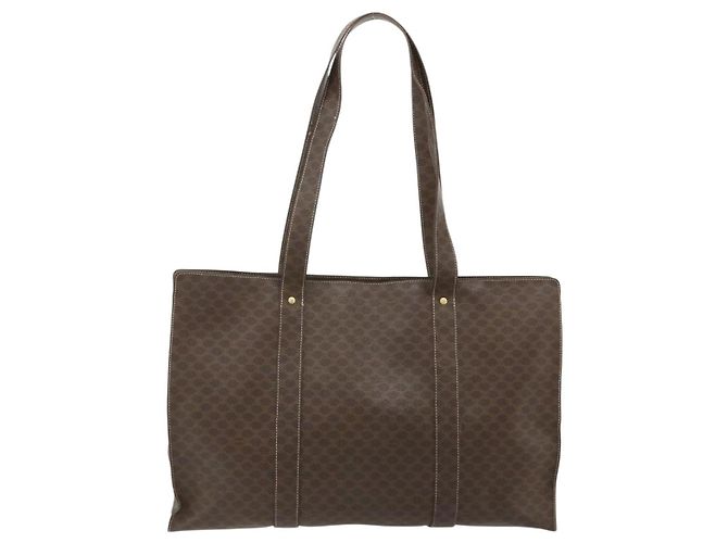 Céline CELINE Macadam Canvas Tote Bag aus PVC und Leder Braun Gold Authentisch 178303 - Ansicht 2