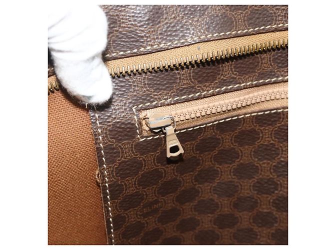 Céline CELINE Macadam Canvas Tote Bag aus PVC und Leder Braun Gold Authentisch 178303 - Ansicht 20