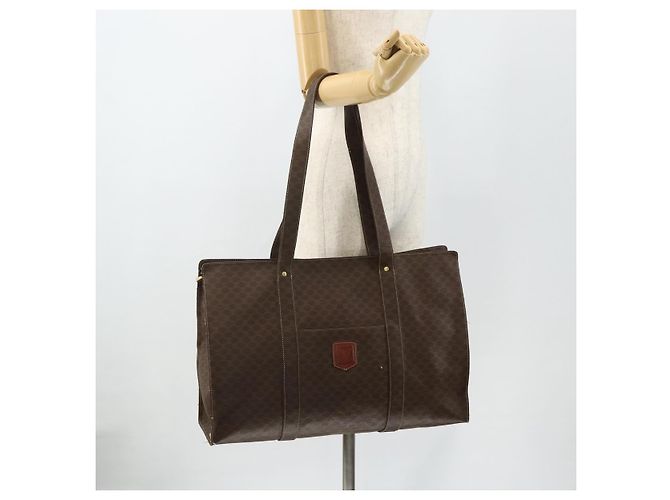Céline CELINE Macadam Canvas Tote Bag aus PVC und Leder Braun Gold Authentisch 178303 - Ansicht 22