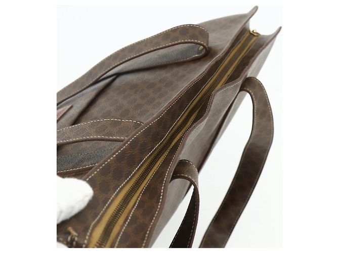 Céline CELINE Macadam Canvas Tote Bag aus PVC und Leder Braun Gold Authentisch 178303 - Ansicht 6