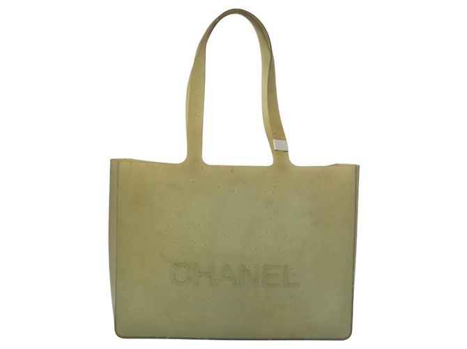 Borsa Tote CHANEL in gomma verde con CC argento Autentica 178827 - vista 13