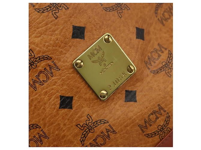 Borsa a tracolla MCM Vicetos Logogram PVC Pelle Marrone Oro Auth 179264A D'oro - vista 11