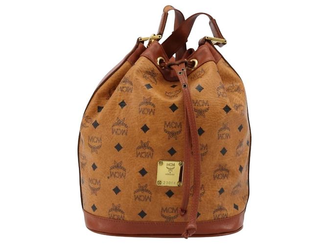 Borsa a tracolla MCM Vicetos Logogram PVC Pelle Marrone Oro Auth 179264A D'oro - vista 13