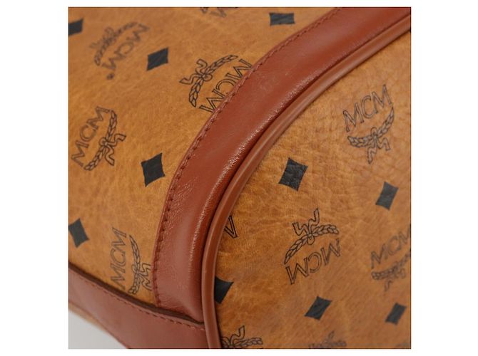 Borsa a tracolla MCM Vicetos Logogram PVC Pelle Marrone Oro Auth 179264A D'oro - vista 14