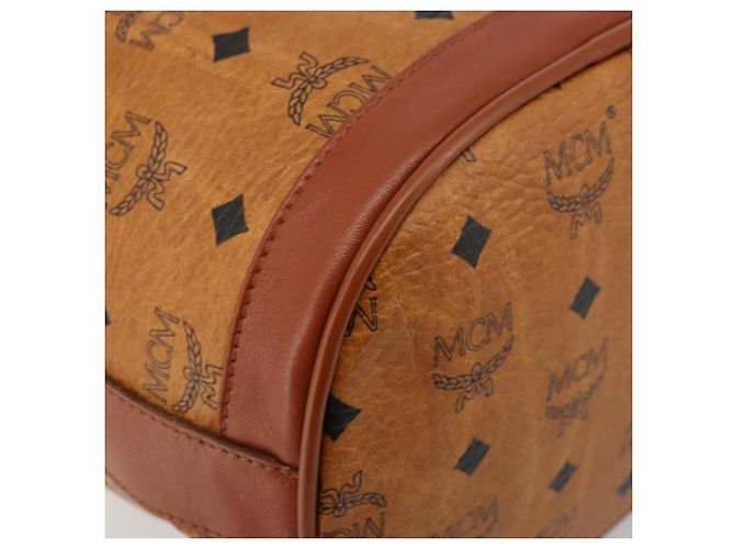 Borsa a tracolla MCM Vicetos Logogram PVC Pelle Marrone Oro Auth 179264A D'oro - vista 16