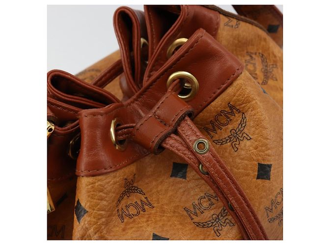 Borsa a tracolla MCM Vicetos Logogram PVC Pelle Marrone Oro Auth 179264A D'oro - vista 17