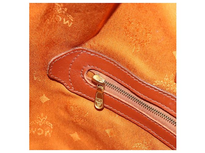 Borsa a tracolla MCM Vicetos Logogram PVC Pelle Marrone Oro Auth 179264A D'oro - vista 21