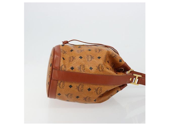 Borsa a tracolla MCM Vicetos Logogram PVC Pelle Marrone Oro Auth 179264A D'oro - vista 3