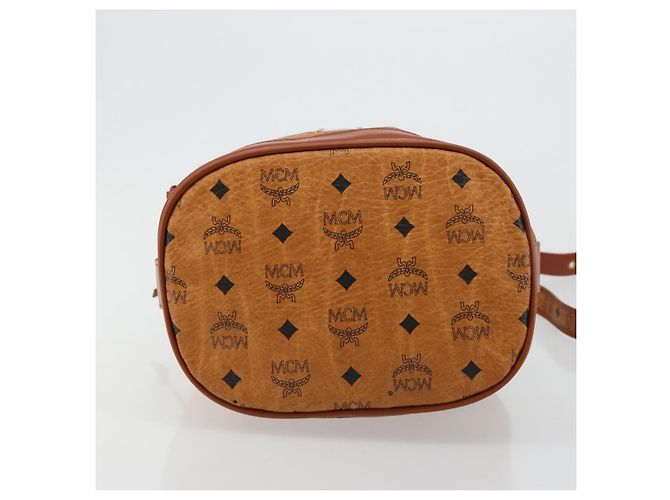 Borsa a tracolla MCM Vicetos Logogram PVC Pelle Marrone Oro Auth 179264A D'oro - vista 5