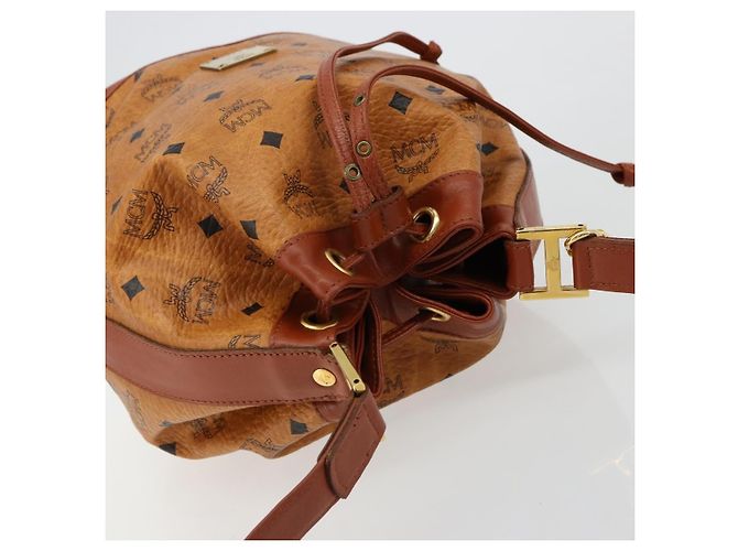 Borsa a tracolla MCM Vicetos Logogram PVC Pelle Marrone Oro Auth 179264A D'oro - vista 6