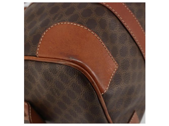 Céline CELINE Borsa Boston in Tela Macadam PVC Pelle Marrone Oro Auth ki6639A D'oro - vista 14