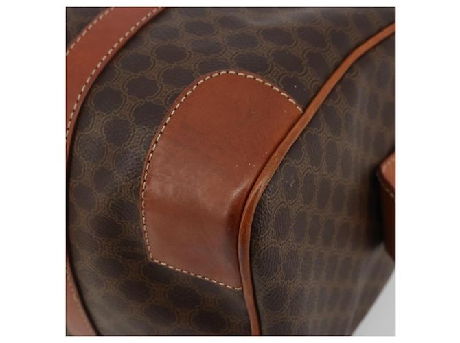 Céline CELINE Borsa Boston in Tela Macadam PVC Pelle Marrone Oro Auth ki6639A D'oro - vista 15