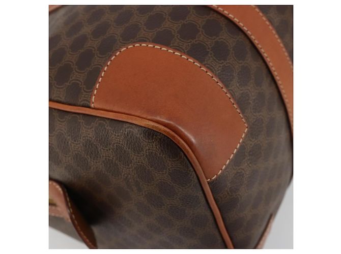 Céline CELINE Borsa Boston in Tela Macadam PVC Pelle Marrone Oro Auth ki6639A D'oro - vista 16
