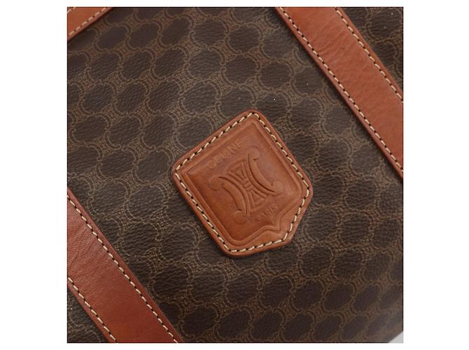 Céline CELINE Borsa Boston in Tela Macadam PVC Pelle Marrone Oro Auth ki6639A D'oro - vista 17
