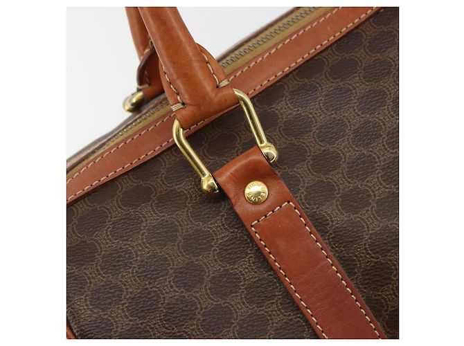 Céline CELINE Borsa Boston in Tela Macadam PVC Pelle Marrone Oro Auth ki6639A D'oro - vista 18