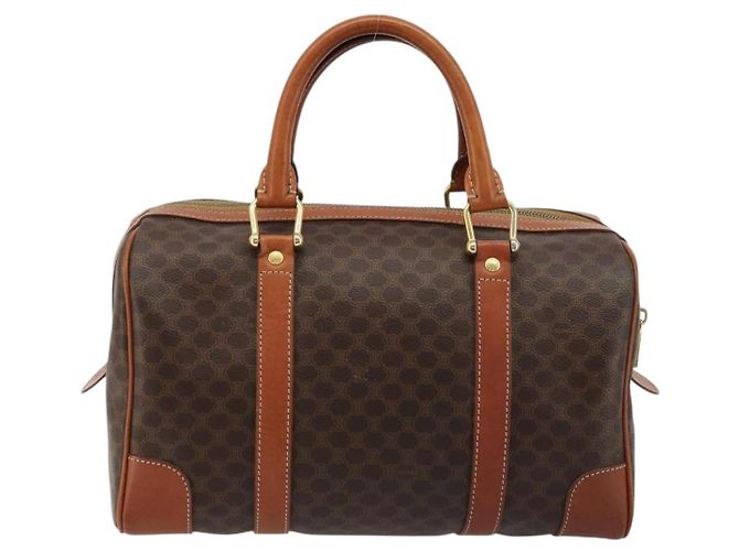 Céline CELINE Borsa Boston in Tela Macadam PVC Pelle Marrone Oro Auth ki6639A D'oro - vista 2