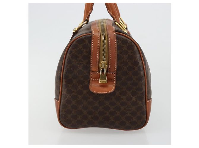 Céline CELINE Borsa Boston in Tela Macadam PVC Pelle Marrone Oro Auth ki6639A D'oro - vista 3
