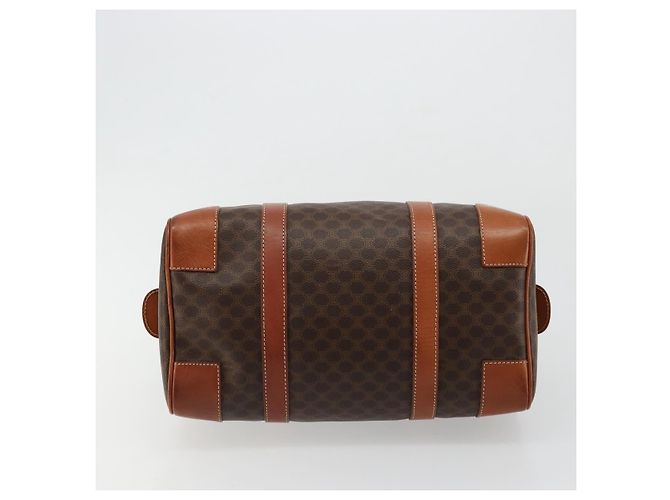 Céline CELINE Borsa Boston in Tela Macadam PVC Pelle Marrone Oro Auth ki6639A D'oro - vista 5