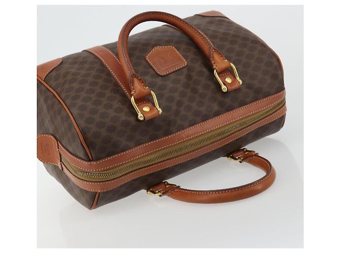 Céline CELINE Borsa Boston in Tela Macadam PVC Pelle Marrone Oro Auth ki6639A D'oro - vista 6