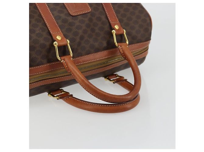 Céline CELINE Borsa Boston in Tela Macadam PVC Pelle Marrone Oro Auth ki6639A D'oro - vista 7
