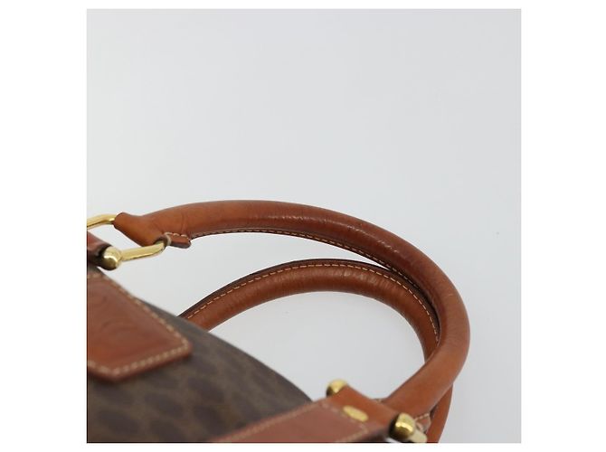 Céline CELINE Borsa Boston in Tela Macadam PVC Pelle Marrone Oro Auth ki6639A D'oro - vista 8
