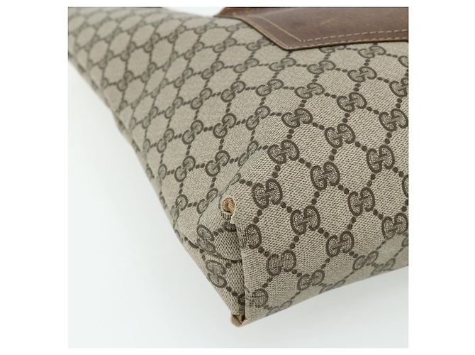 Borsa Tote GUCCI GG Supreme Web Sherry Line PVC Beige Oro Auth 178813 D'oro - vista 14
