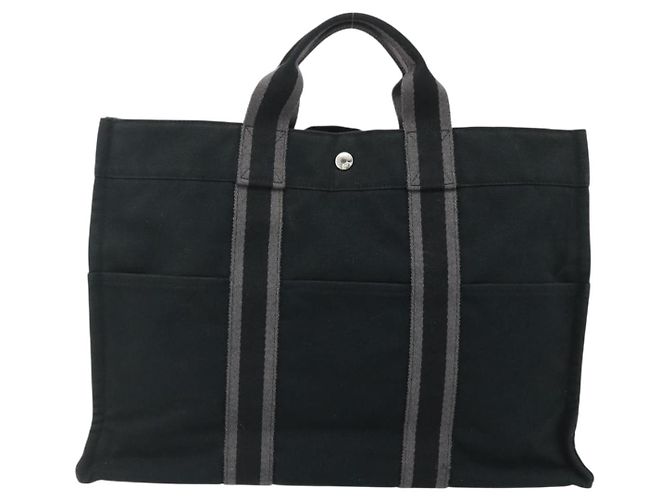 Hermès HERMES Fourre Tout MM Tote Bag cotone Nero Auth ti3923A - vista 13