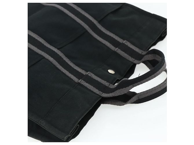 Hermès HERMES Fourre Tout MM Tote Bag cotone Nero Auth ti3923A - vista 6