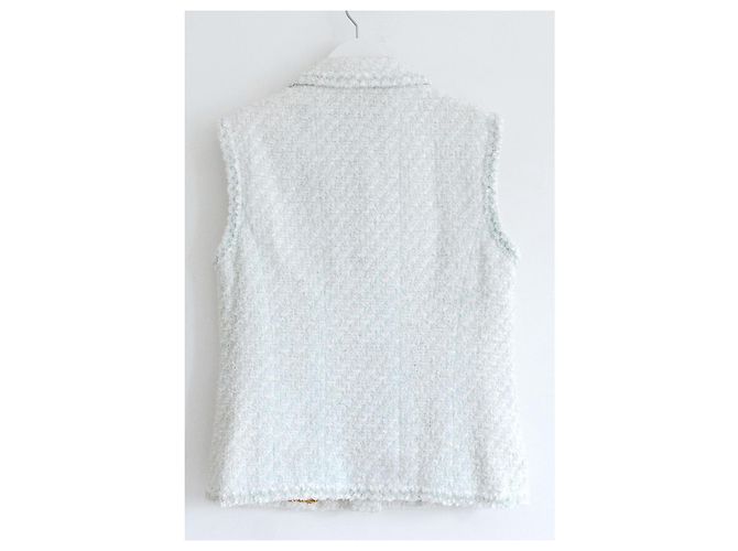 Chanel Cruise 1996 Chaleco de tweed azul pálido Blanco Azul claro - vista 4