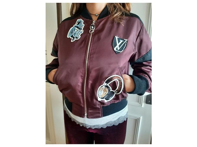 Giacca Bomber Louis Vuitton Donna Nero Bianco Bordò - vista 12