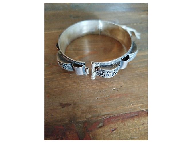 Autre Marque Bracelet jonc oriental ouvragé en argent Multicolore - vue 3