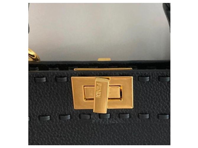 Fendi Peekaboo Borsa in pelle nera Nero - vista 2