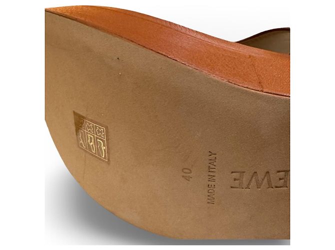 Loewe Anagram Sandali con Zeppa in Pelle Marrone Cammello - vista 18