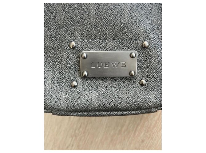 Borsa a tracolla Loewe in tela grigia e pelle Nero Grigio - vista 2