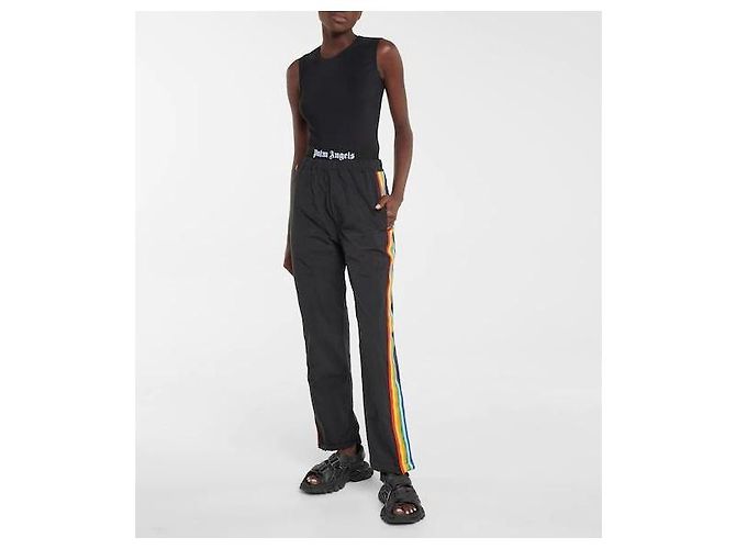 Palm Angels Pantalones de chándal con rayas arcoíris - Negro Multicolor - vista 6