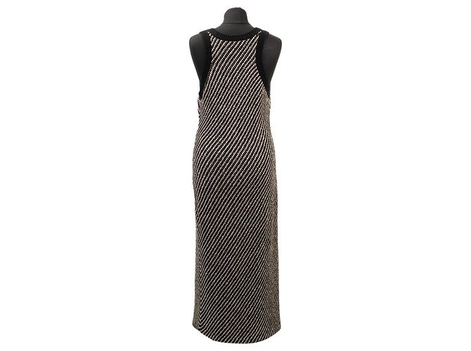 Chanel Pailletten-Strickmidi-Kleid Schwarz Weiß - Ansicht 2