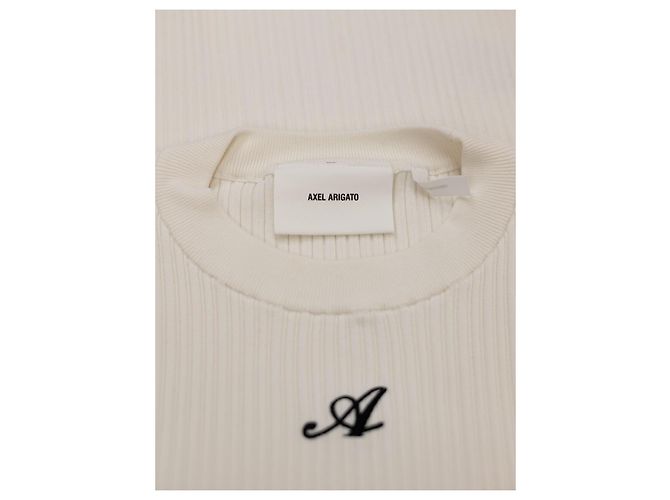 Weißes geripptes Strickoberteil mit besticktem Logo von Axel Arigato - Ansicht 3