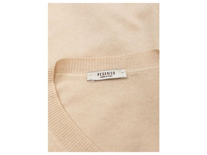 Peserico V-Ausschnitt Pullover aus Woll-Seiden-Mischung beige - Ansicht 3