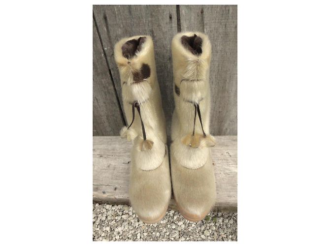 Autre Marque Nanouk vintage après-ski in foca Beige - vista 3
