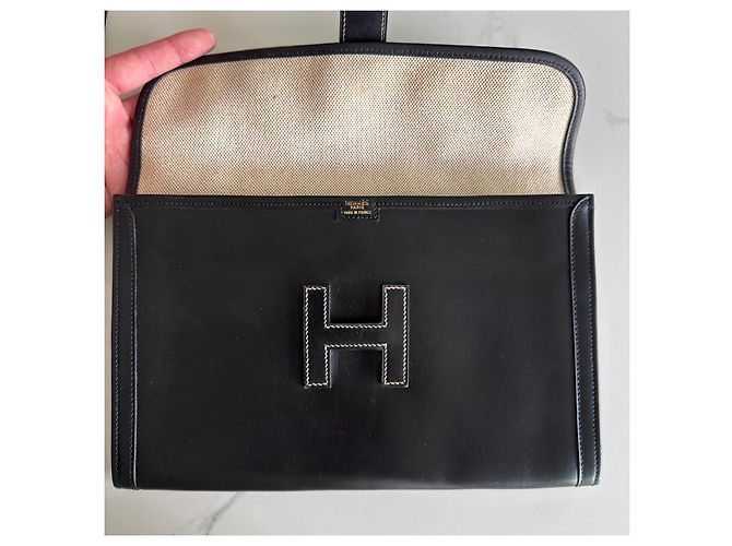 Pochette Hermès in pelle Jige Nero - vista 3