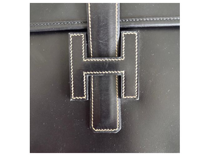 Pochette Hermès in pelle Jige Nero - vista 7