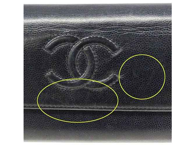 Cartera larga de cuero para mujer Chanel Negro Blanco - vista 10