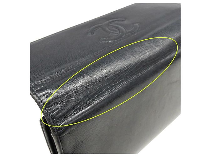 Cartera larga de cuero para mujer Chanel Negro Blanco - vista 11
