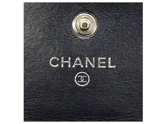 Cartera larga de cuero para mujer Chanel Negro Blanco - vista 7