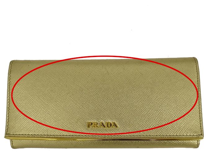 Cartera larga de cuero Saffiano para mujer Prada Dorado - vista 10